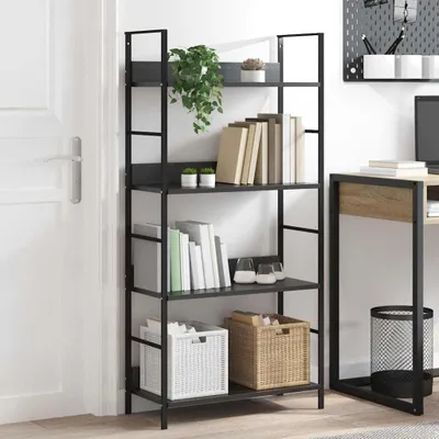 Obrázek produktu pro vidaXL Knihovna 4 police černá 60×27,6×124,5 cm výrobek ze dřeva