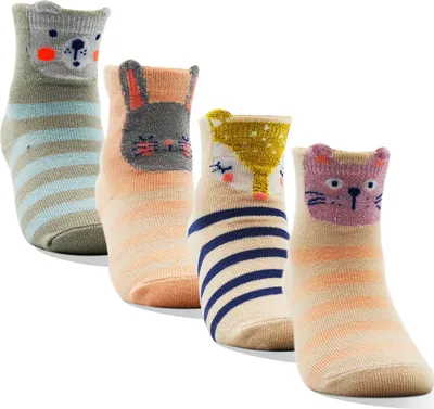Produktbild von MEGAGROUP Kinder Niedliche Tier Socken Lässige Sport Schulen 4 Paar Größe 23-26