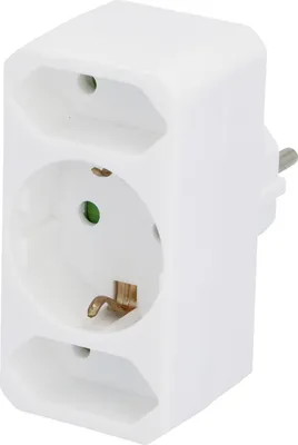 Immagine prodotto di Adattatore multipresa europea con protezione, bianco, con 2 prese europee e 1 presa con contatto di protezione