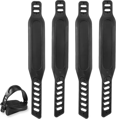 Imagen del producto de 2 pares de correas universales para pedales, ajustables, de plástico, para bicicletas estáticas y bicicletas de