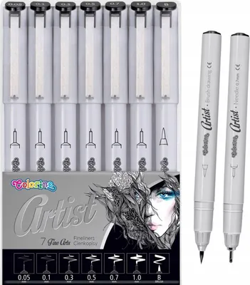 Immagine prodotto di Set Artist Liner - Fineliner 7 punte (0,05, 0,1, 0,3, 0,5, 0,7, 1,0, pennello)