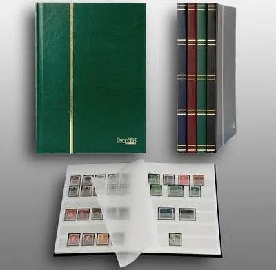 Produktbild von Prophila Collection 16 weiße Seiten A5 Briefmarken-Einsteckbuch grün