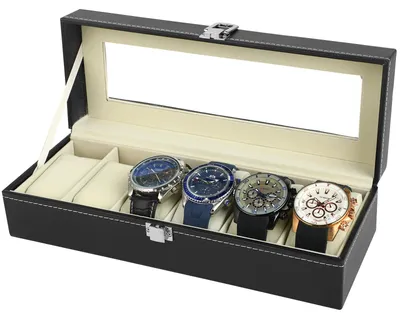 Produktbild von Uhrenbox mit 6 Fächern und Glasdeckel
