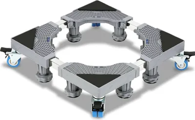 Immagine prodotto di Yakimz Supporto per lavatrice Accessori per elettrodomestici di grandi dimensioni Piattaforma regolabile in altezza 8 gambe+4 ruote 40-68 cm