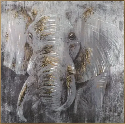 Produktbild von ArtUniverse Leinwandbild Elefant In Silber 102 x 102 cm