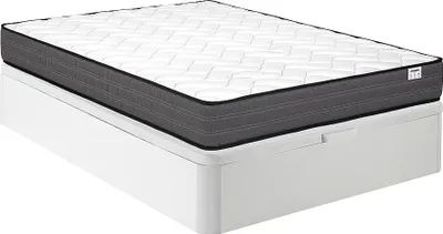 Produktbild von Set 140 x 190 cm Rahmen mit Box weiß + 20 cm dicke Matratze mit Taschenfedern - AMBRACIE by YSMÉE