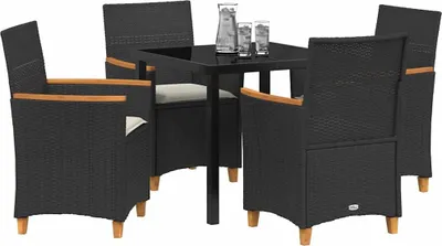 Image de vidaXL Ensemble de jardin 5 pcs noir Poly-Rattan