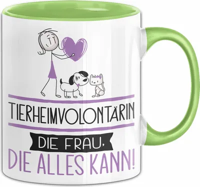 Produktbild von Tierheimvolontärin Geschenk Tasse Becher Die Frau Die Allen Kann Geschenkidee für eine Tierheimvolontärin Lustig (Grün)