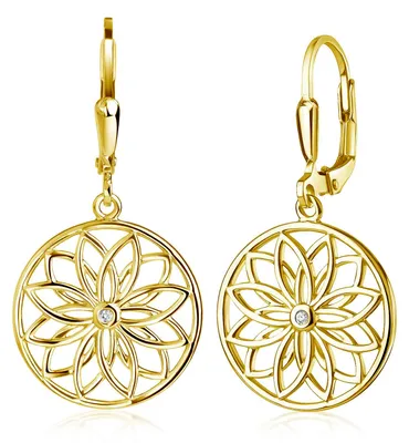Produktbild von MATERIA by Matthias Wagner Blumen Ohrringe hängend Gold mit Zirkonia 925 Sterling Silber vergoldet SO-503-Gold