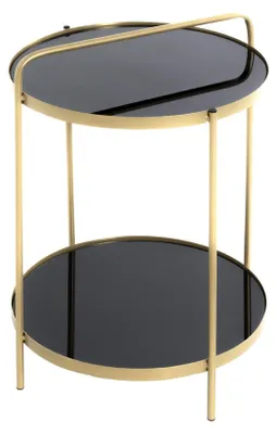 Runde Salontafel, Metall gold, Glasplatte, Ø 38 cm, H 51 cm