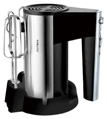 Handmixer 300 W, 5 Stufen, 2 Rührbesen + 2 Knethaken, schwarz/silber