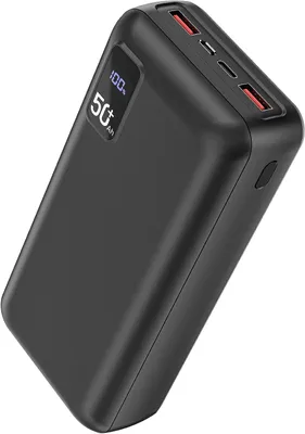 Produktbild von Powerbank, 50000mAh Externer Akku, 22,5W Schnellladegerät, Tragbares Ladegerät, mit LED Display, 3 Ausgängen & 2 Eingängen, für iPhone/Samsung