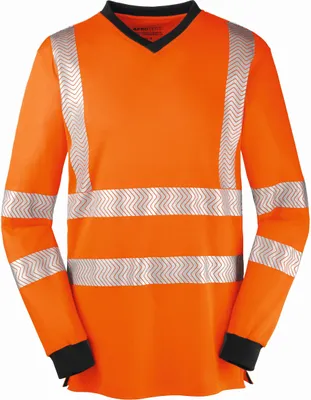 Produktbild von 4PROTECT® Warnschutz-Langarm-Shirt JACKSONVILLE Leuchtorange/Grau XS