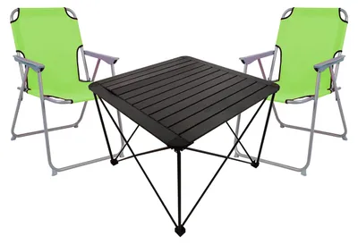 Image de set de meubles de camping 3 pièces Table de camping Chaise de camping L70xl70xH56cm