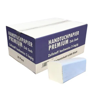 Produktbild von Prädikat Papierhandtücher Handtuchpapier Premium 2-lagig weiß 25x21cm, Zellstoff 4000 Blatt