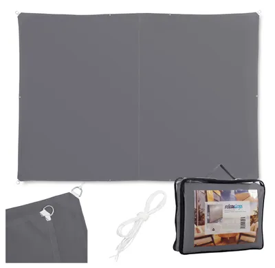 Obrázek produktu pro Sluneční plachta Relaxdays, 4 x 5 m, polyester, voděodolná, plachtovina s očky, napínací lana, obdélníková sluneční plachta, tmavě šedá