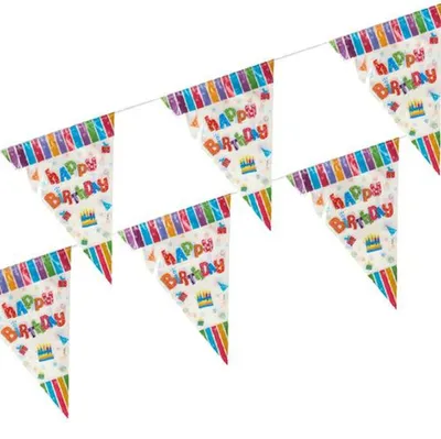 Produktbild von Wimpelkette, Folie 4 m "Happy Birthday" wetterfest