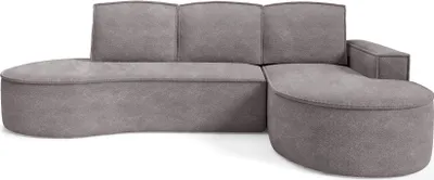 Produktbild von BETTSO Großes Ecksofa FLOW mit Schlaffunktion und Kissen grau in Abriamo Stoff Rechts