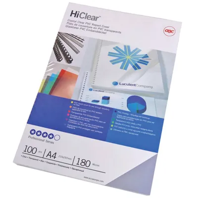 Produktbild von GBC HiClear Abdeckfolie A4 PVC 150 Micron, klar (100), A4, PVC, Transparent, 0,15 mm, 100 Stück(e)