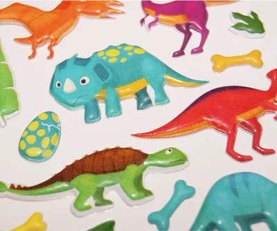 Image de Présentoir décoratif pour enfants - Dinosaures - Autocollants 3D
