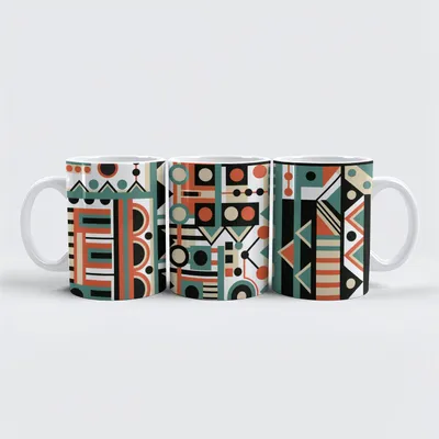 Produktbild von Tasse Evade mit geometrischem Muster, Künstlerdesign, 330ml, 95mm hoch, 80mm Ø, spülmaschinen- & mikrowellengeeignet