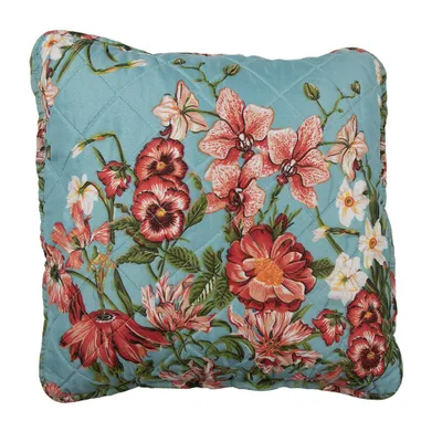 Produktbild von Clayre & Eef Kissenbezug 40x40 cm Blau Rosa Baumwolle Blumen