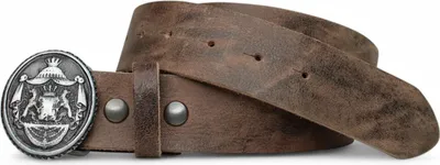 Produktbild von Trachtengürtel Damen Echtleder, dunkle Schnalle Löwen Wappen, Brosche FRONHOFER