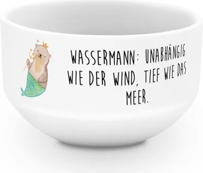 Produktbild von Mr. & Mrs. Panda Müsli Schüssel Wassermann Astrologie - Weiß - Geschenk, reisschale, Sternzeichen, Obstschale, Geburtstagsgeschenk, Müslischale Porzellan, Müslischüssel