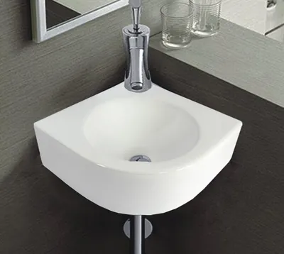 Produktbild von Preero- Eckwaschbeck ,30,5x30,5x12, Waschbecken Keramik, Waschbecken klein, Aufsatzwaschbecken klein.