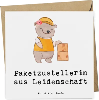 Produktbild von Mr. & Mrs. Panda Glückwunschkarte Paketzustellerin Leidenschaft - Weiß - Geschenk, Witzig, Spruch, Lustig, Paketbotin, anlasskarte, faltkarte, Klappkarte, Grußkarte