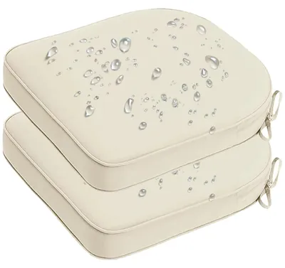 Image de Lot de 2 coussins de chaise imperméables - Beige, 40x40x5 cm