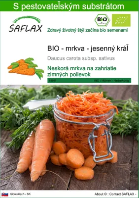 Obrázok produktu pre SAFLAX - BIO - mrkva - jesenný kráľ - Daucus carota subsp. sativus - 1000 Semená - S pestovateľským substrátom bez klíčkov