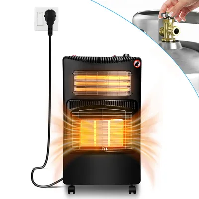 Zdjęcie produktu dla Komplet ogrzewania gazowego TolleTour 4200W, hybrydowy, w zestawie reduktor ciśnienia gazu - obejmuje: grzejnik elektryczny, promiennik podczerwieni, piec gazowy, grzejnik gazowy, promiennik ciepła, urządzenie grzewcze na gaz, butle z propanem i butanem oraz zasilanie elektryczne