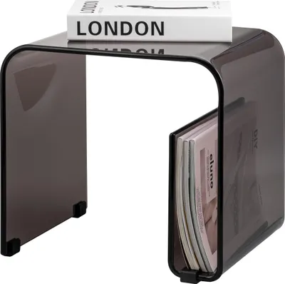 Image de eluno Table d'appoint 2en1 en acrylique noir et transparent avec porte-magazine