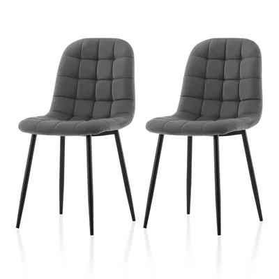 Produktbild von CLIPOP 2er Set Küchenstuhl, Samt Schalenstuhl,Grau