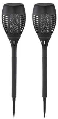 Produktbild von 2er Set LED Solar Steckleuchte, schwarz, Feuereffekt, H 49,5 cm