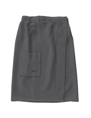 Produktbild von Sansibar Herren Sauna-Kilt mit bestickter Tasche, 50x145 cm, Anthrazit, Klettverschluss, mit Gummizug am Rücken