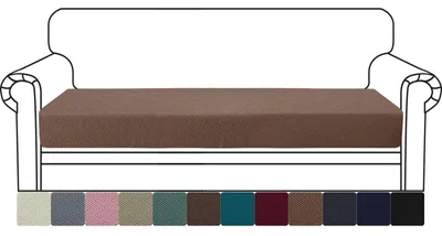 Produktbild von Stretch Sitzkissenbezug 3 Sitzer Braun rutschfest elastisch geometrisches Design
