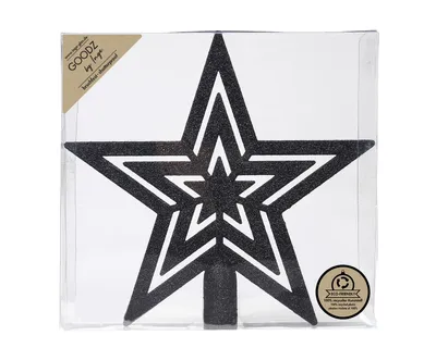 Produktbild von Christbaumspitze Stern 21,5cm Kunststoff mit Glitzer - Schwarz