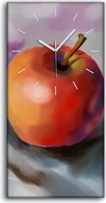 Produktbild von Leinwand Uhr Küche Wohnzimmer Bild Geräuschlos 30x60 Gemälde Früchte Apfel Kunst - weiße Hände