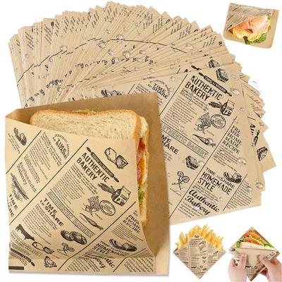 150er-Pack Hamburgerpapier, fettdicht, Zeitungsoptik, 15x15 cm
