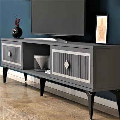 Immagine prodotto di Skye Decor, Nil - Antracite, Argento, Mobile TV, Antracite, 100% PANNELLI DI PARTICELLE RIVESTITI IN MELAMMINA, 150 x 29,6 x 44,6 cm