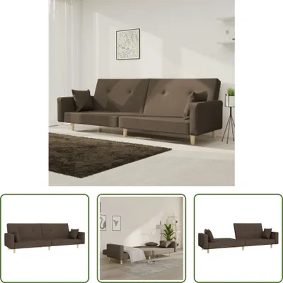 Produktbild von The Living Store Schlafsofa 2-Sitzer mit 2 Kissen Taupe Stoff