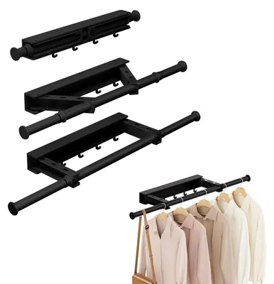 Klappbarer Wand-Wäschetrockner, ausziehbar, 42,5–74 cm, schwarz