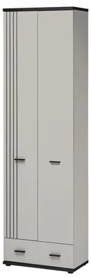 Produktbild von Garderobenschrank "Vektor" in Kaschmir und schwarz Flurschrank mit Streifenmuster 60 x 203 cm