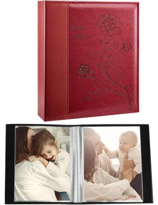 Productafbeelding van Fotoalbum 10x15 cm, set van 2, bruin leer, 50 foto's per album