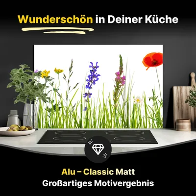 Produktbild von Spritzschutz Küchenrückwand aus Aluminiumverbund in Matt 60x50 cm - Blumenwiese