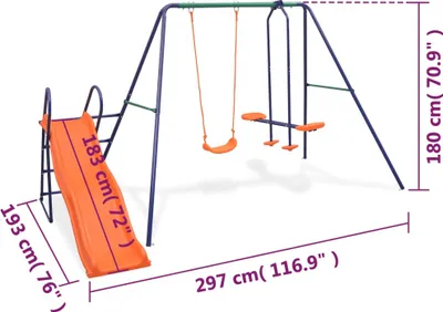 Immagine prodotto di vidaXL Altalena con scivolo e 3 posti a sedere Arancione