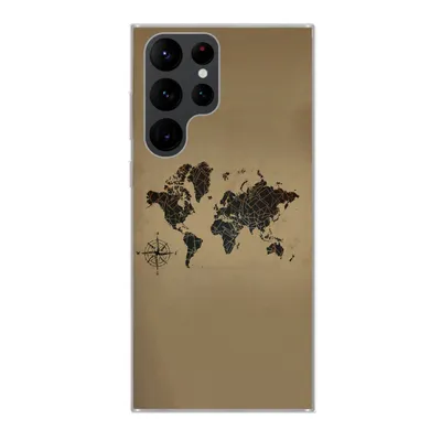 Produktbild von MuchoWow® Handyhülle Schutzhülle Hülle für Samsung Galaxy S22 Ultra Weltkarte - Design - Vintage Silikon Softcase Handy Hülle - Abbildung