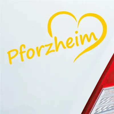 Produktbild von Auto Aufkleber Pfortzheim Herz Stadt City Love Liebe Heimat 16x8 cm Gelb Sticker Heckscheibenaufkleber